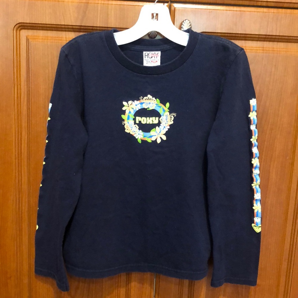 Roxy girls long sleeve navy blue shirt size medium